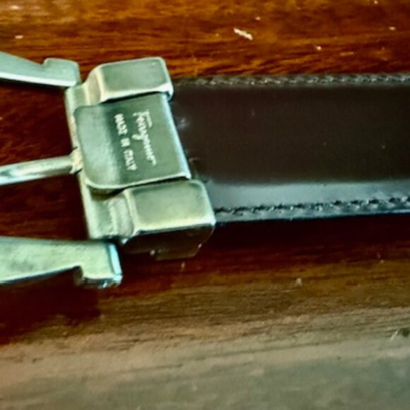 Vintage FERRAGAMO Men's Reversible BLACK/BROWN LEATHER Belt, Gancini, US Size 34 - Picture 4 of 9